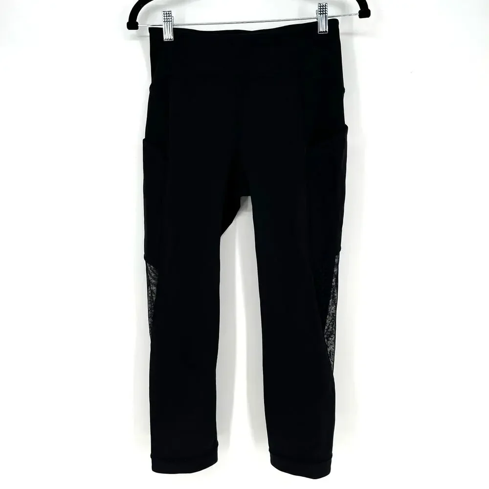Lululemon Sole Training Crop Leggings Black Mesh Capri Size 6